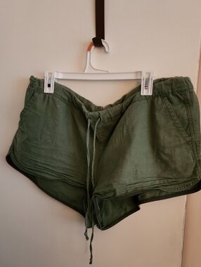 J. Crew Olive Drawstring Linen Shorts